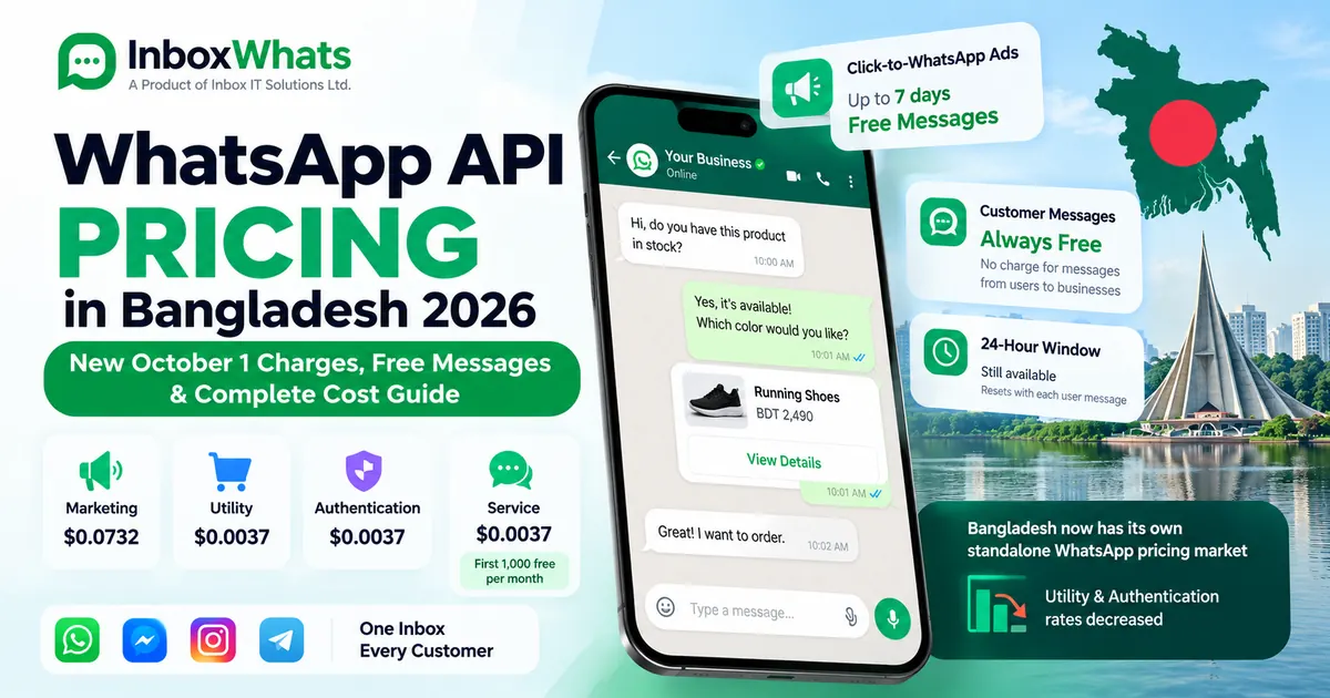 WhatsApp API Pricing in Bangladesh 2026: New October 1 Charges, Free Messages & Complete Cost Guide